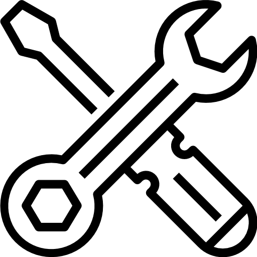 Crossed screwdriver and wrench icon.