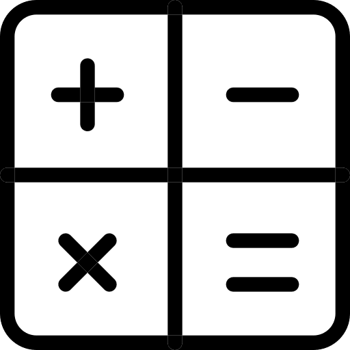 Mathematical operations icon set with plus, minus, multiply, divide.