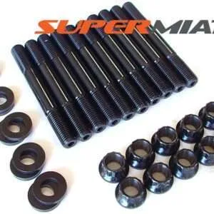 Black lug nuts and bolts set for vehicles.