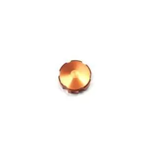 Copper-colored metallic knob on white background