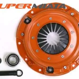 Orange aftermarket clutch kit and components.