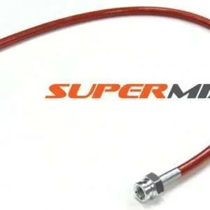 Red braided hydraulic line with SuperMiata branding.
