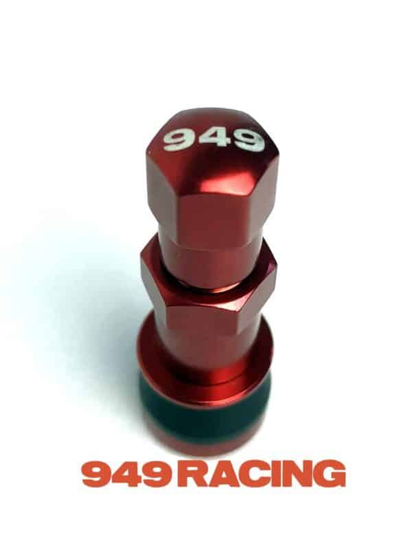 Red 949 Racing gear knob on white background.