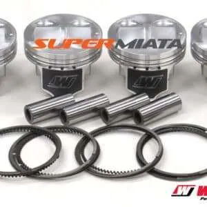 High-performance pistons and rings for Miata engine upgrade.