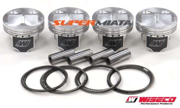 High-performance pistons and rings for Miata engine upgrade.
