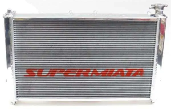 Car radiator with "Supermiata" brand logo.