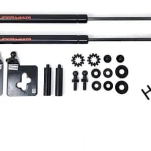Car hood lift support struts with installation hardware.